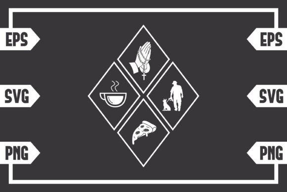 Coffee Jesus Pizza and Guy with Dog Graphics for Crafts