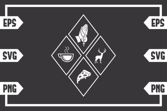 Coffee Jesus Pizza and Hunting Deer Graphics for Crafts & Branding