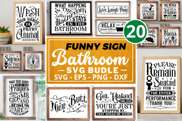 Funny Sign Bathroom Svg Bundle: Graphics & Crafts for Digital Publishers